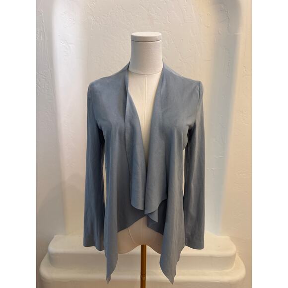 Zara Light Blue Faux Suede Light Blue Draped Jacket Small Excellent Condition - Picture 3 of 10